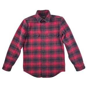 Filson Vintage Flannel Work Shirt Men XS Red Black Plaid Cotton